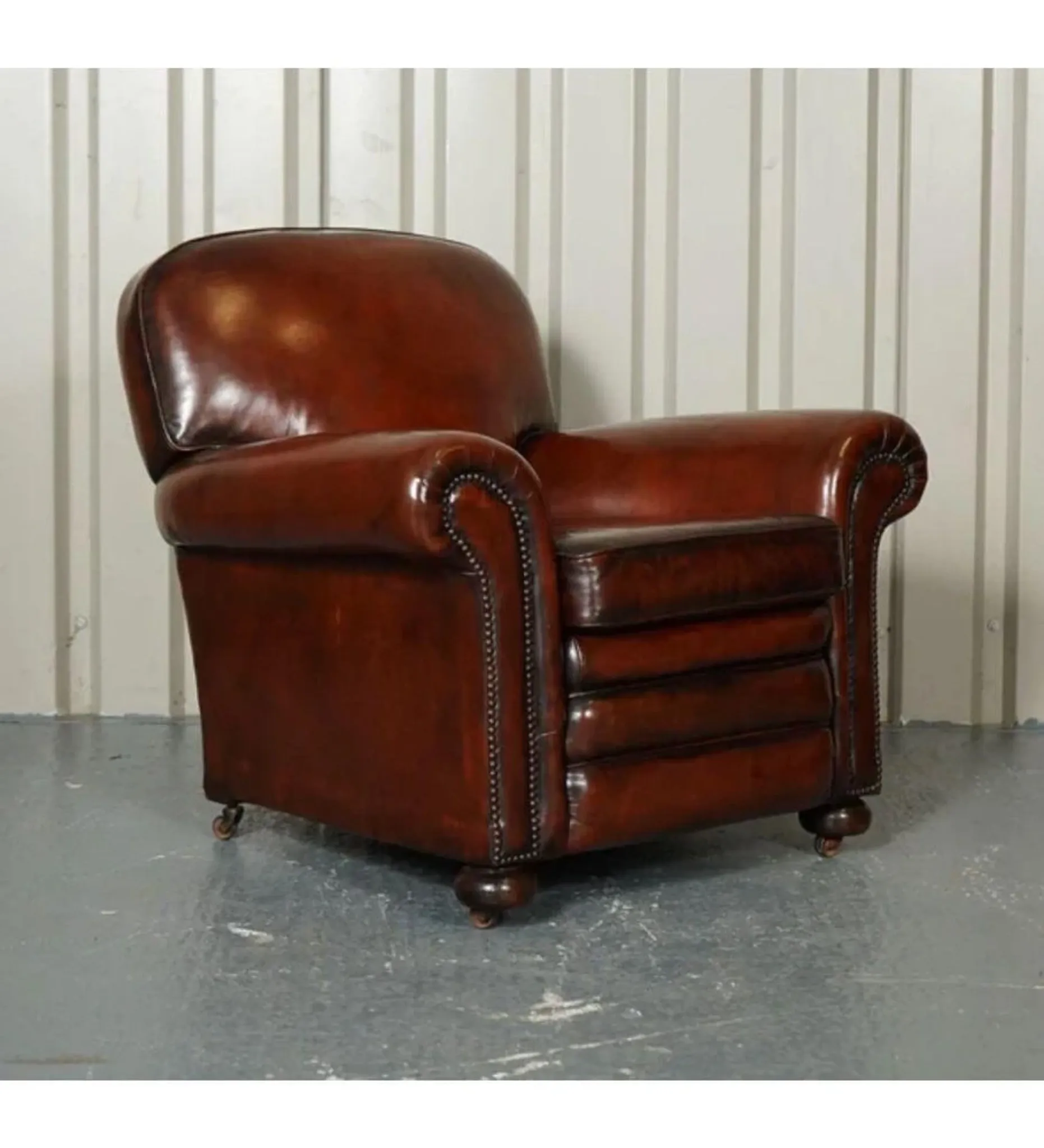 Victorian Leather Armchairs and Sofa in Burgundy, Set of 3