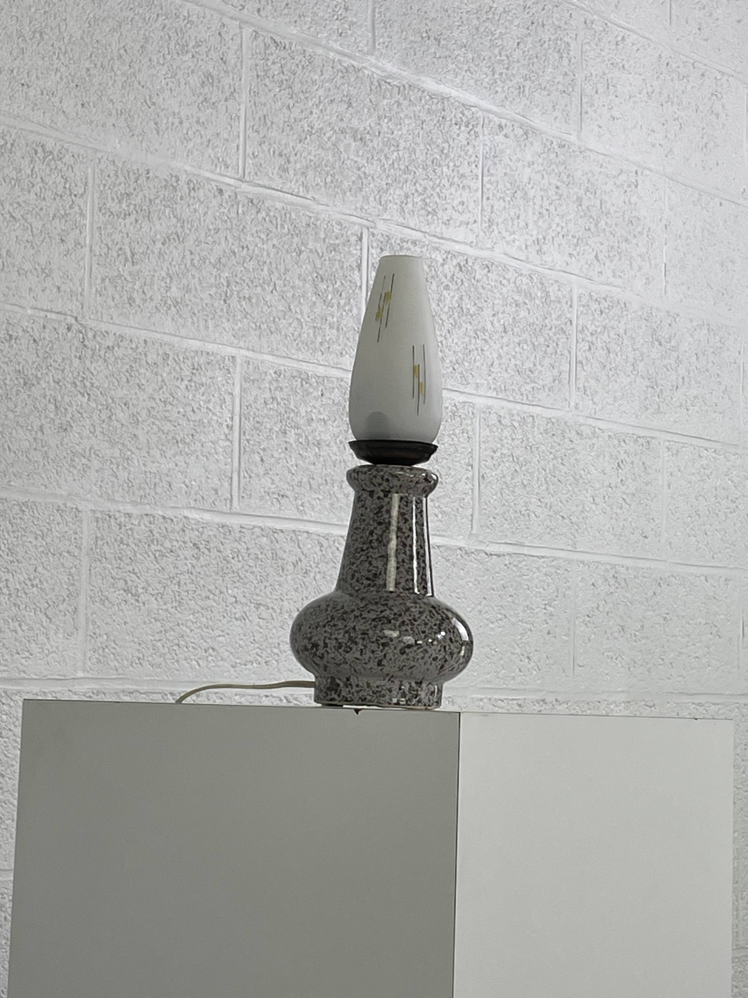 Vintage ceramic and opaline lamp