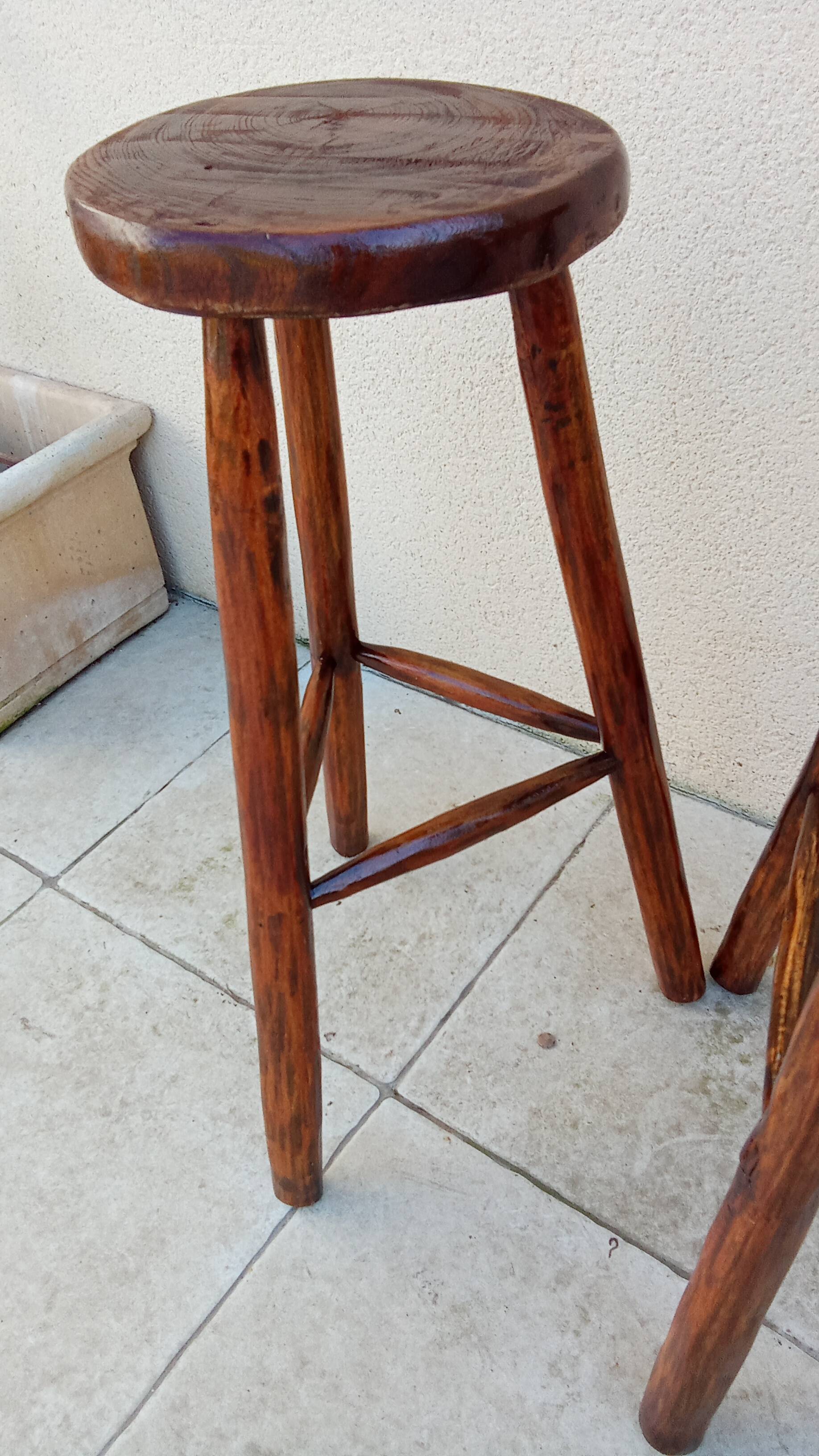 Pair of vintage brutalist high stools