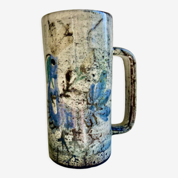 Glazed ceramic mug by Le mûrier Gustave Reynaud and M.Barbier -