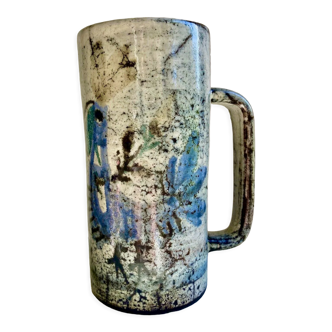Glazed ceramic mug by Le mûrier Gustave Reynaud and M.Barbier -