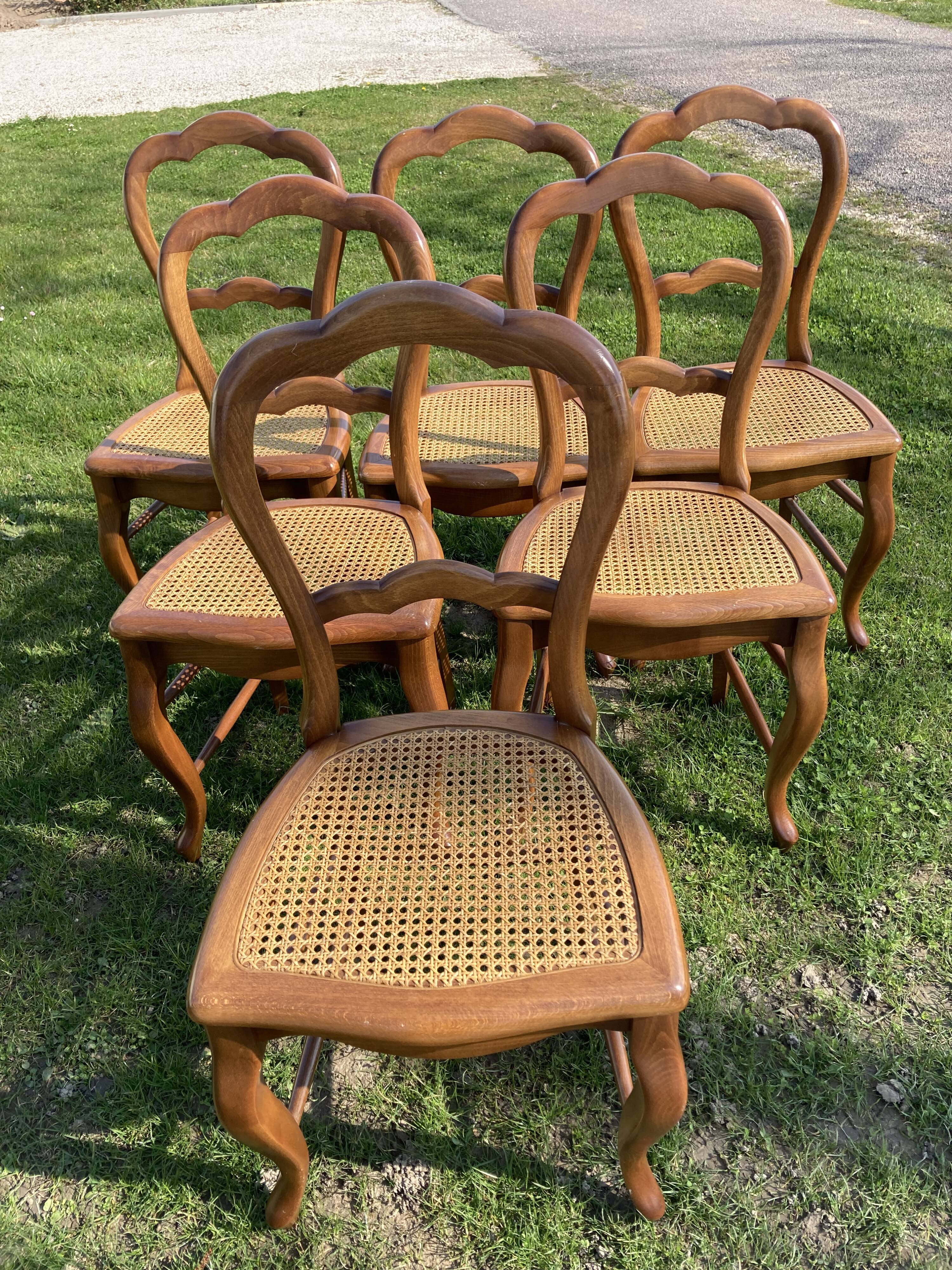 6 chaises Louis Philippe cannées