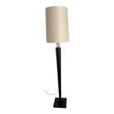 Lampadaire bois - fût conique et boule en verre