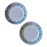 2 flat old plates (ø 25 cm) earthenware terre de fer creil montereau massena