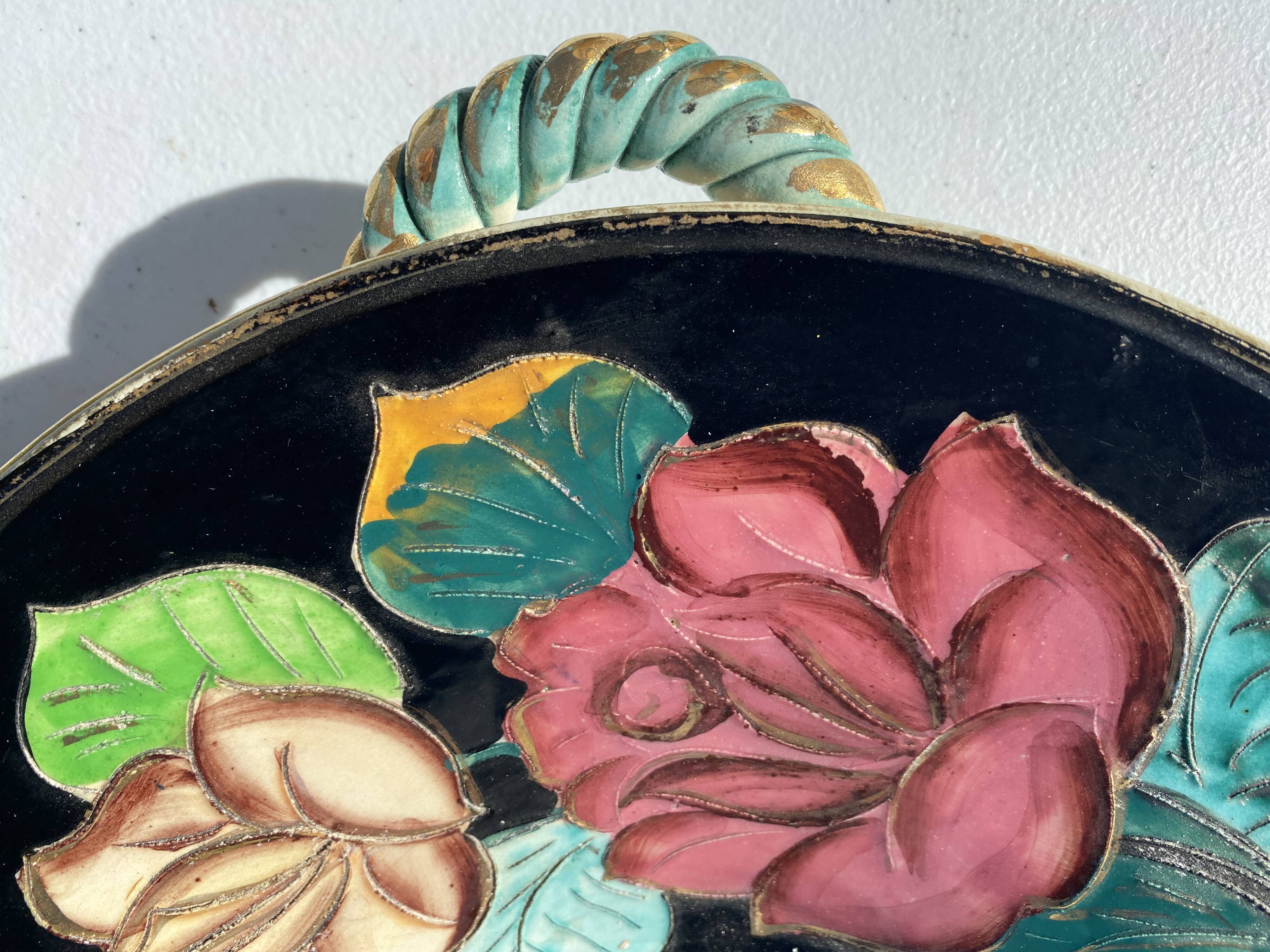 Ceramic handle dish 1960 vallauris