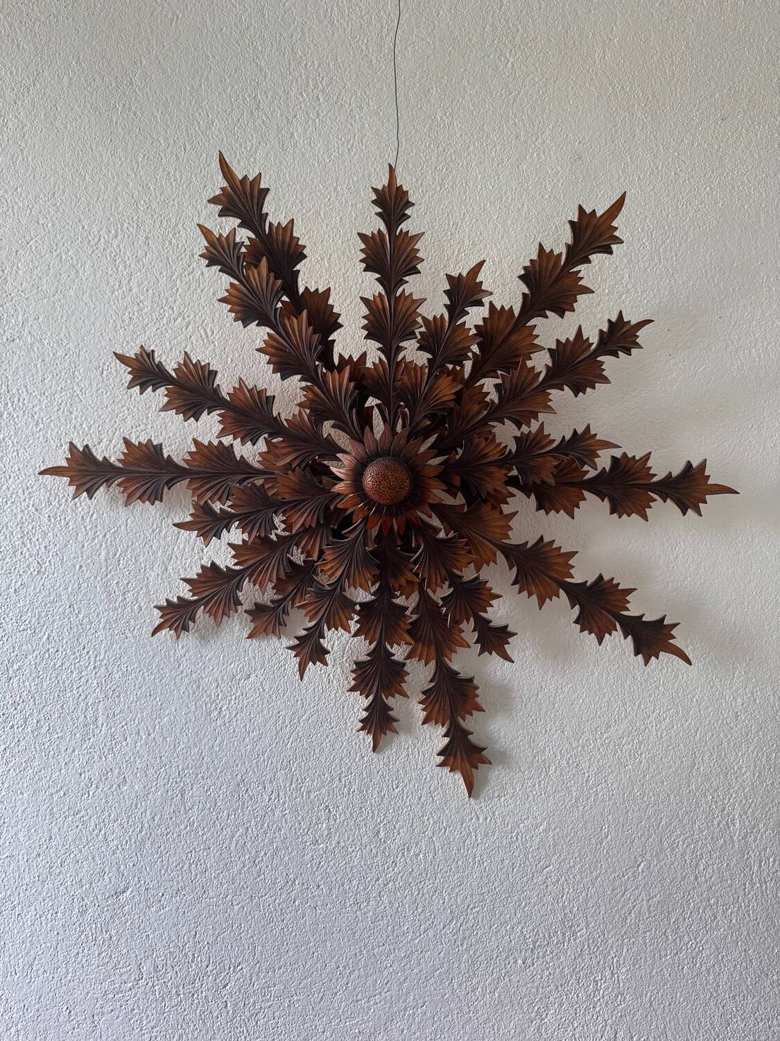 Wooden sunflower decoration Poland 60s