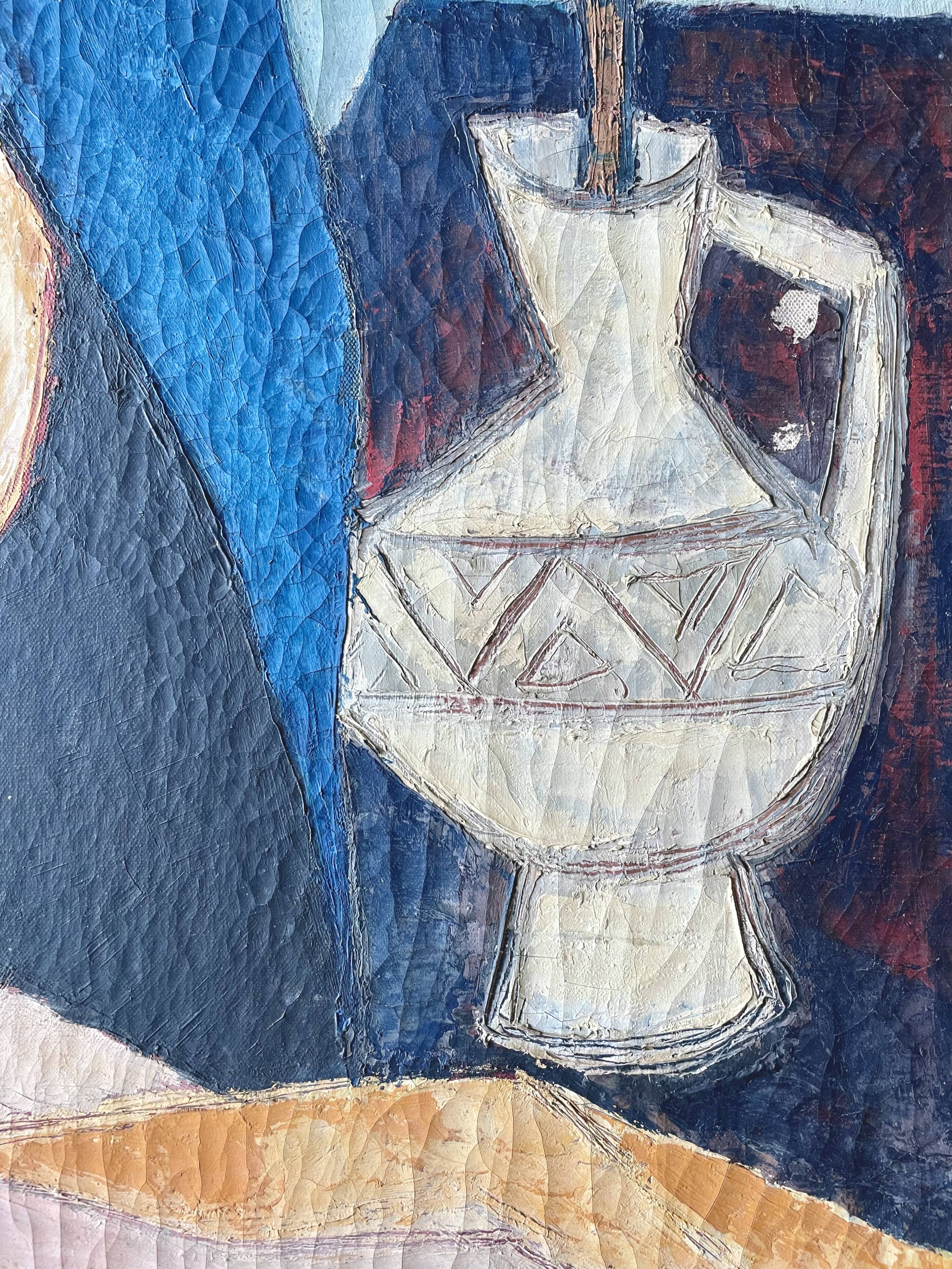 Female portrait – Modernist painting from the 1950s – School of Paris – Jean Be