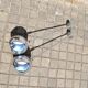 Set of 2 design ball lamps in chromed metal industrial pendant lights 1970