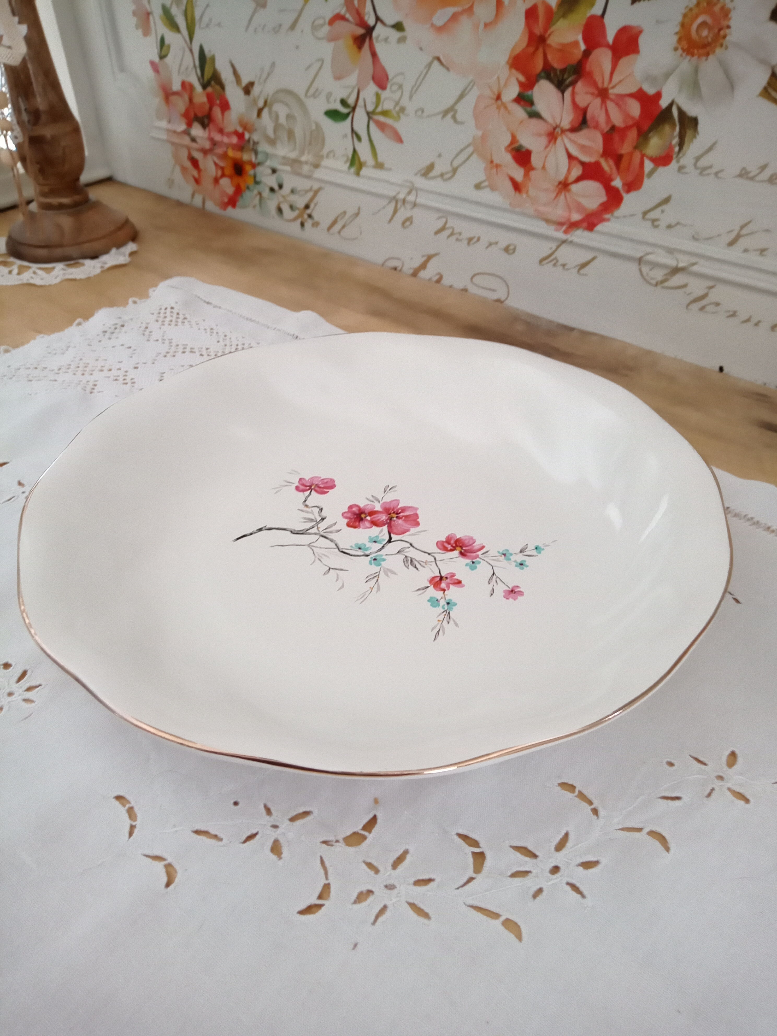 Round hollow dish in Salins earthenware, France, 2nd Polynesia model