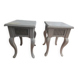 Paire de chevets peinte - gris