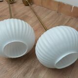 Pair brass and glass chandeliers