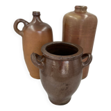 Set of 3 brown terracotta basins