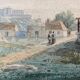 Tableau aquarelle vers 1870 "la ballade" signée avec marie louise