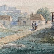 Watercolor painting around 1870 "The ballad" signed with Marie Louise