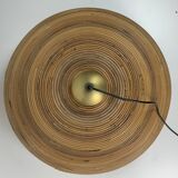 Lampe à suspension XL 71 cm en roseau, rotin, bambou et laiton, Italie