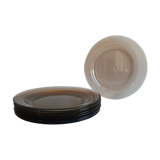 Set of 9 flat plates in smoked glass Arcoroc France 70s vintage