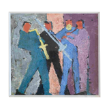 Hsp painting "jazzmen" 1959 by michel ronga (20th century) + frame