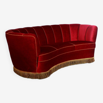 1940s Art Deco Curved Banana Sofa