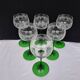 Set of 6 crystal green stemmed white wine glasses