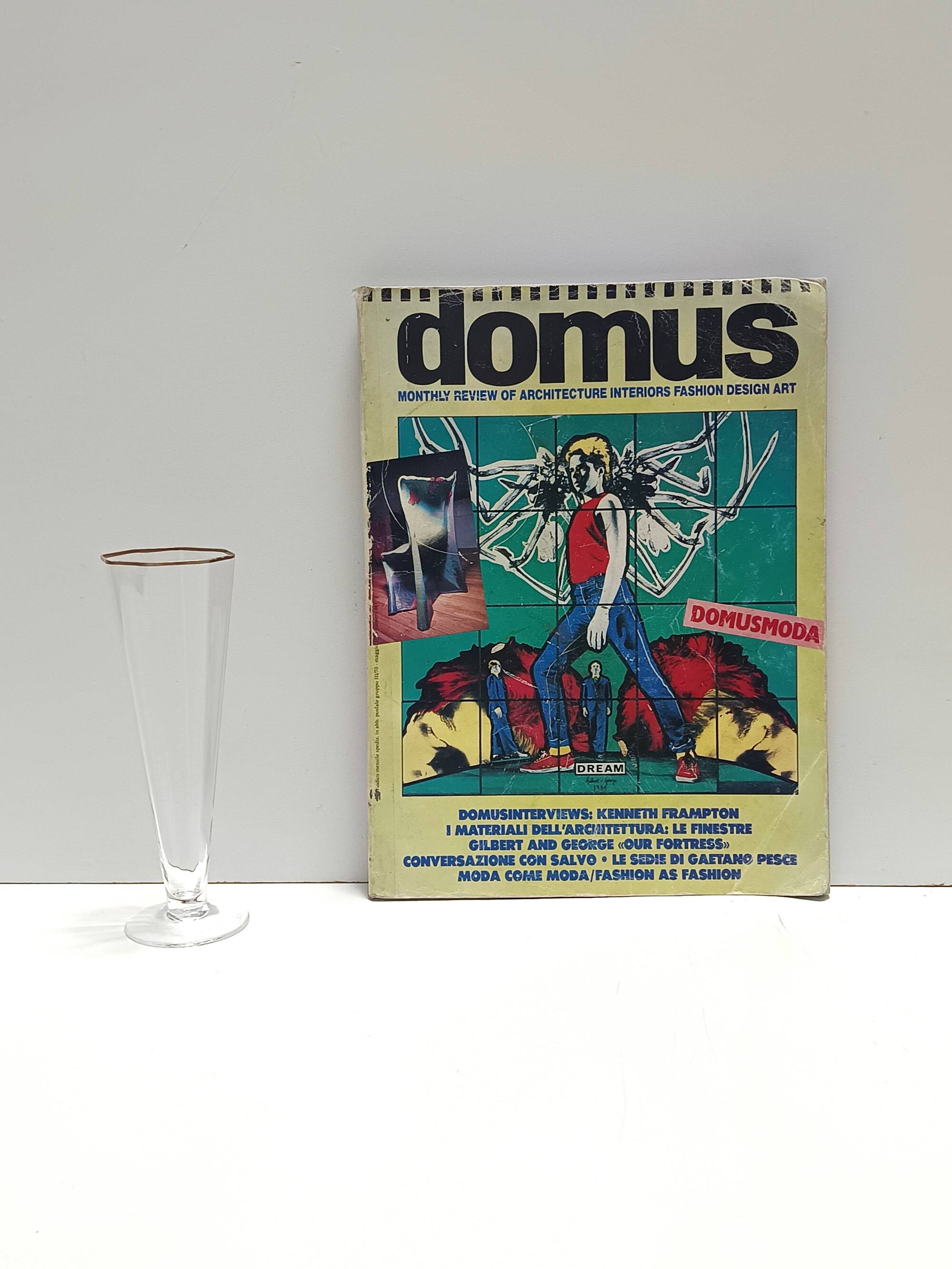 Set of Six Octagonal Hand Blown Murano Glass Flutes by Carlo Moretti, Italy