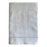 Drap Ancien En Lin Et Coton Bleu Azur