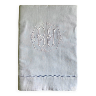 Antique Azure Blue Linen and Cotton Sheet