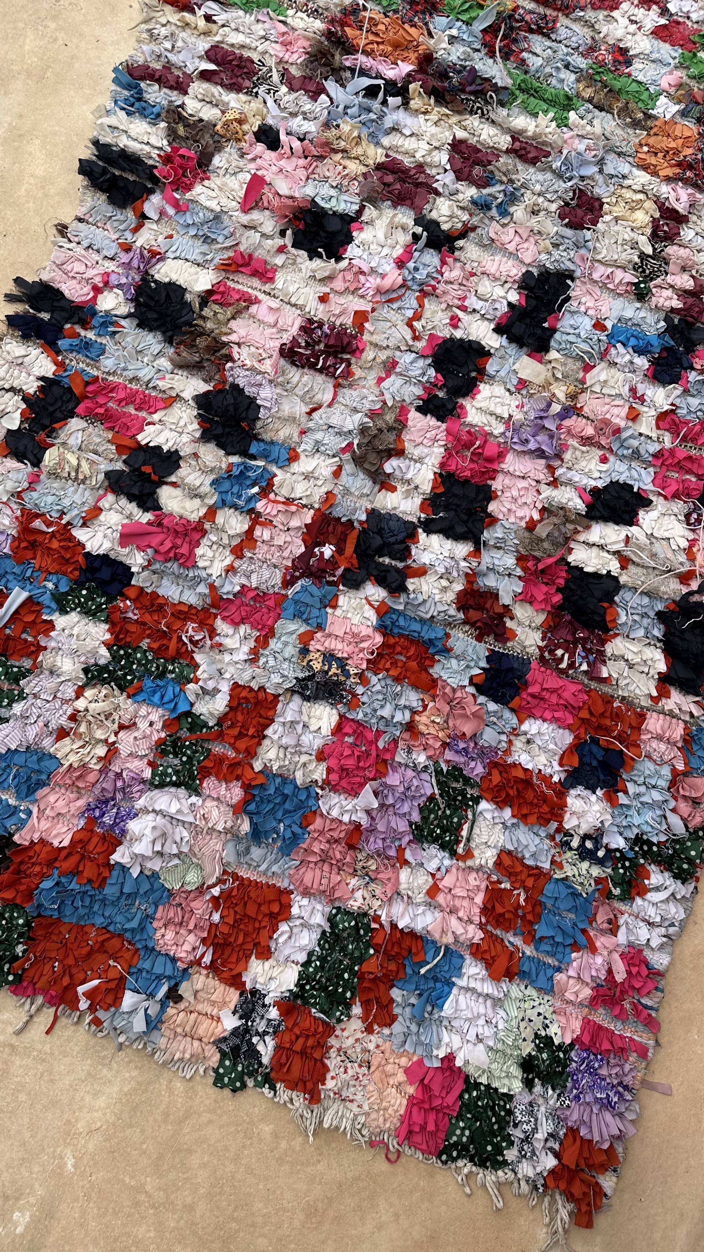 Tapis Berbère Boucherouite coloré - 102 x 239 cm