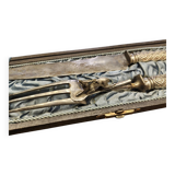 Exceptional cutting set with silver stag.