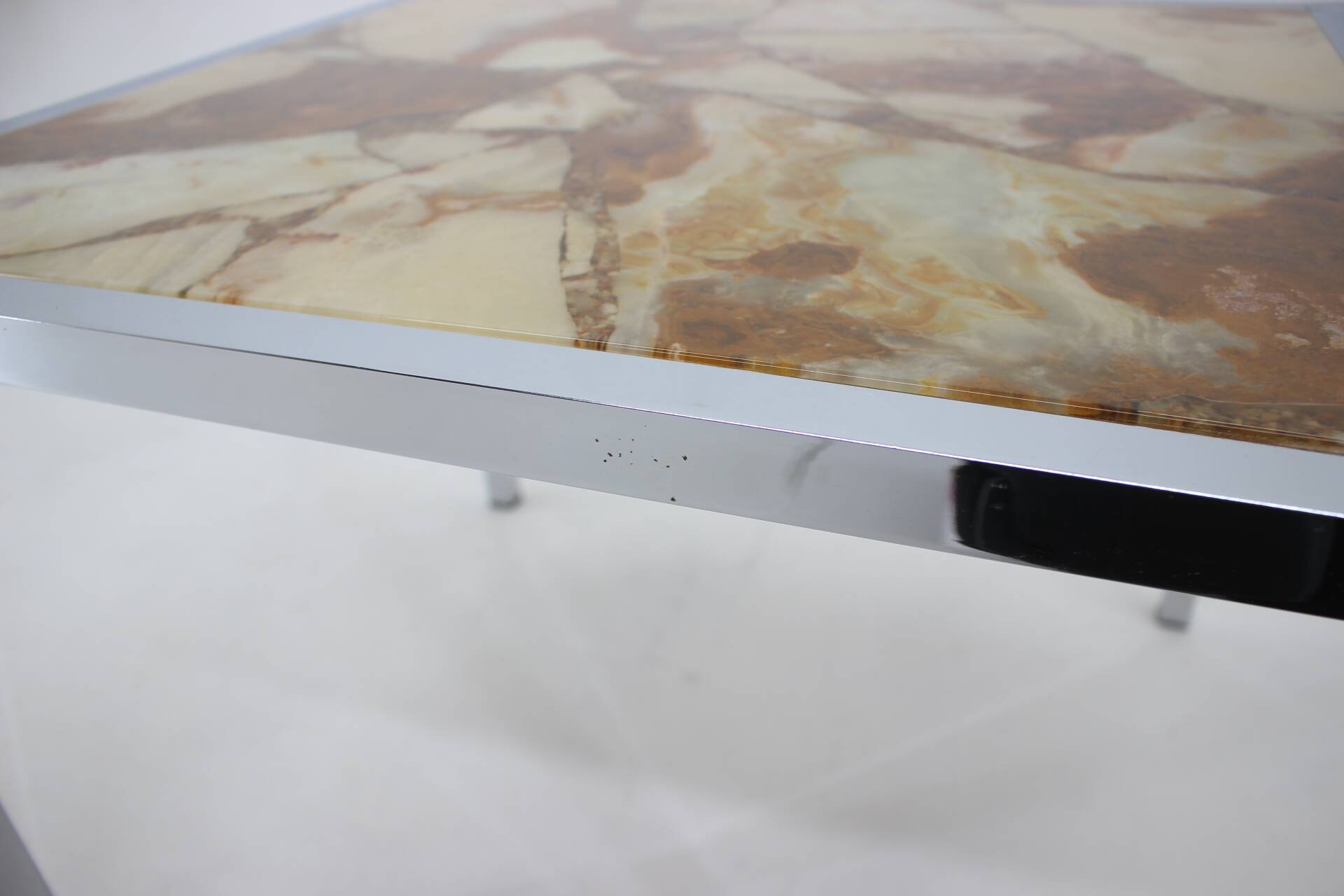 1980s Resin and Stone Chrome Plated Coffee Table, Germany