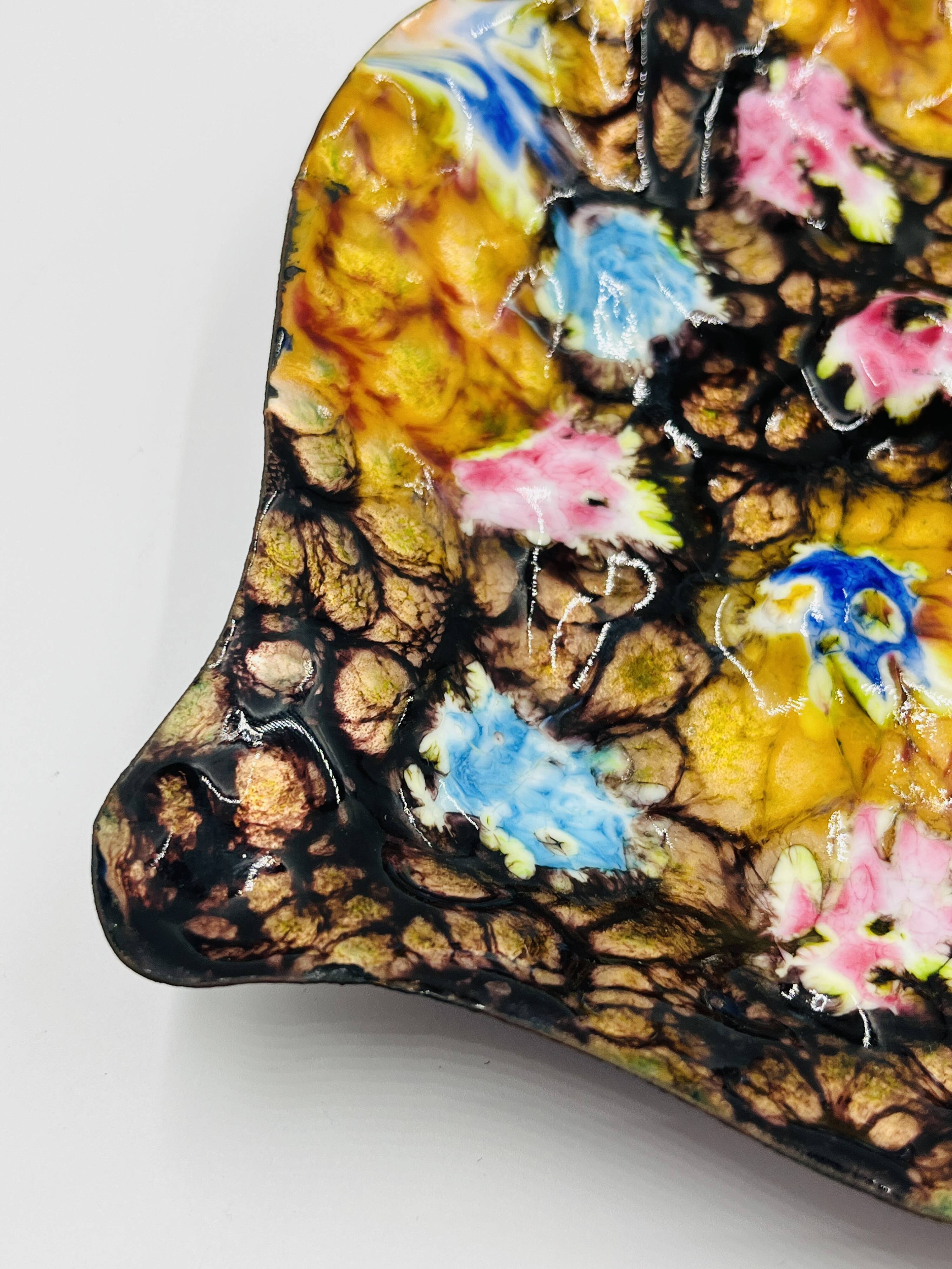 Large Enamelled Copper Plate Esmaltes Garcia 70s