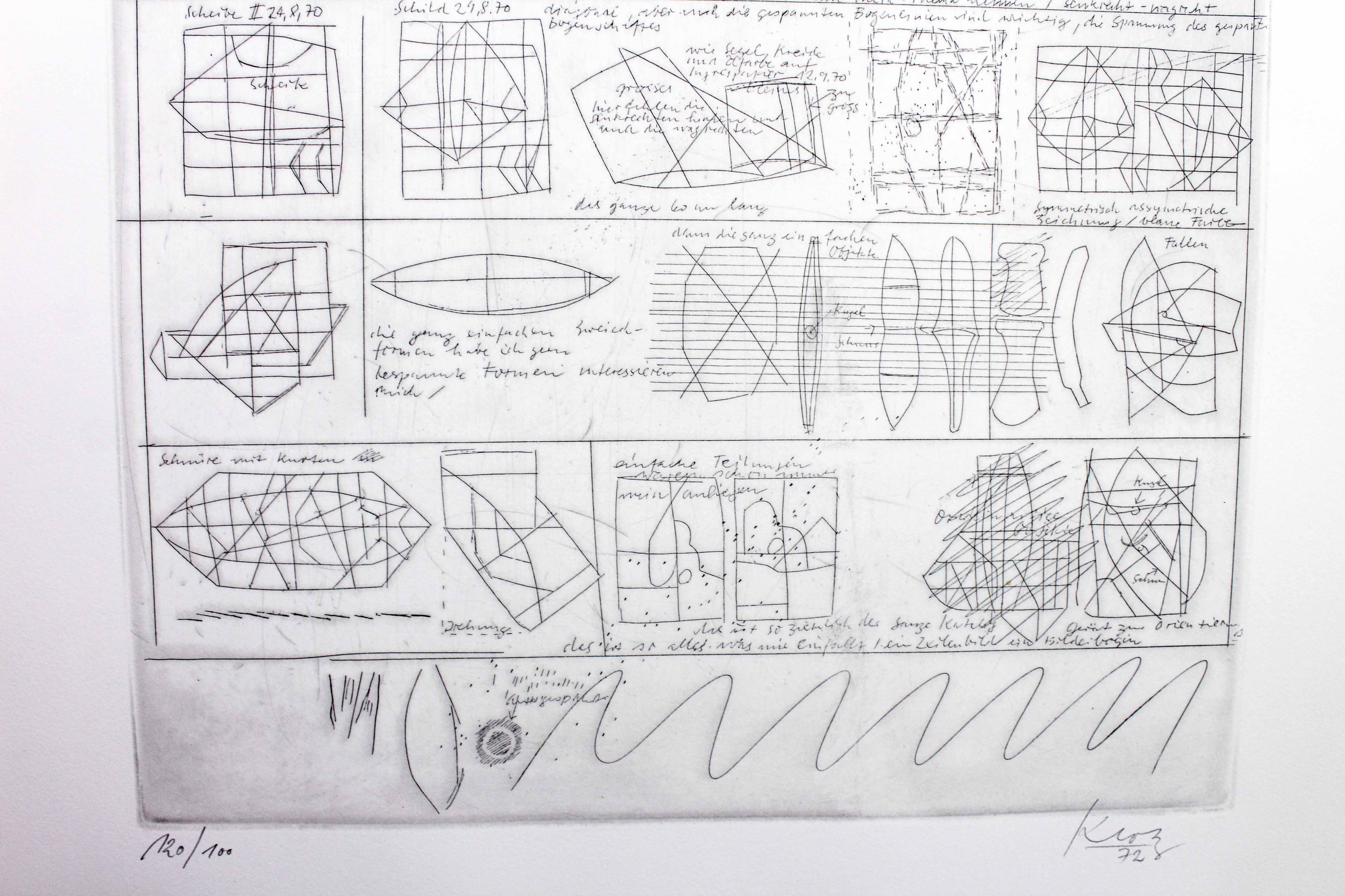 Engraving by Klotz Lenz entitled "sketch" 1972