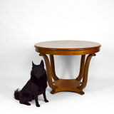 Art Deco round pedestal table in walnut veneer, circa 1930