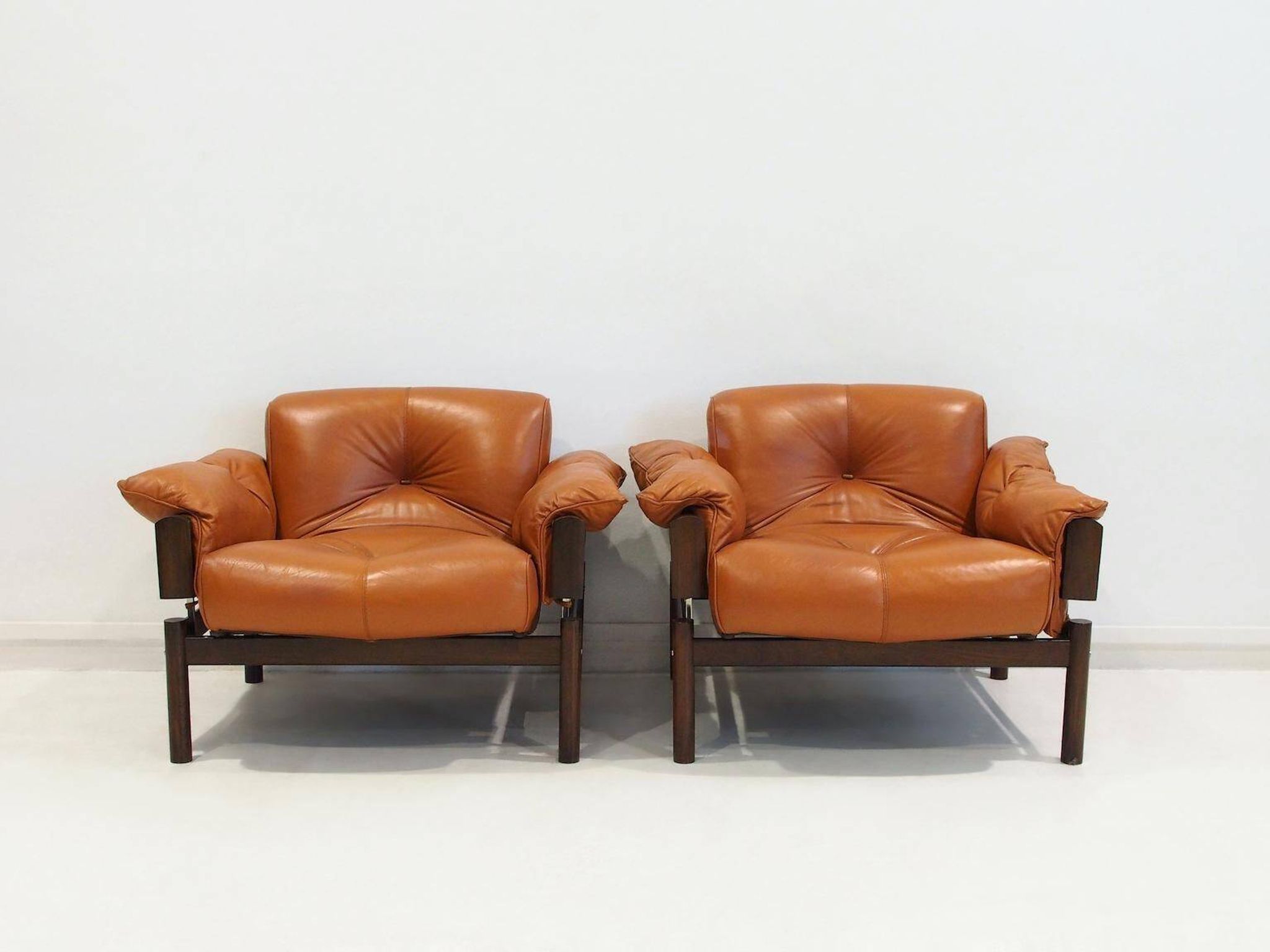MP-13 armchair set by Percival Lafer in cognac leather.