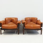 MP-13 armchair set by Percival Lafer in cognac leather.