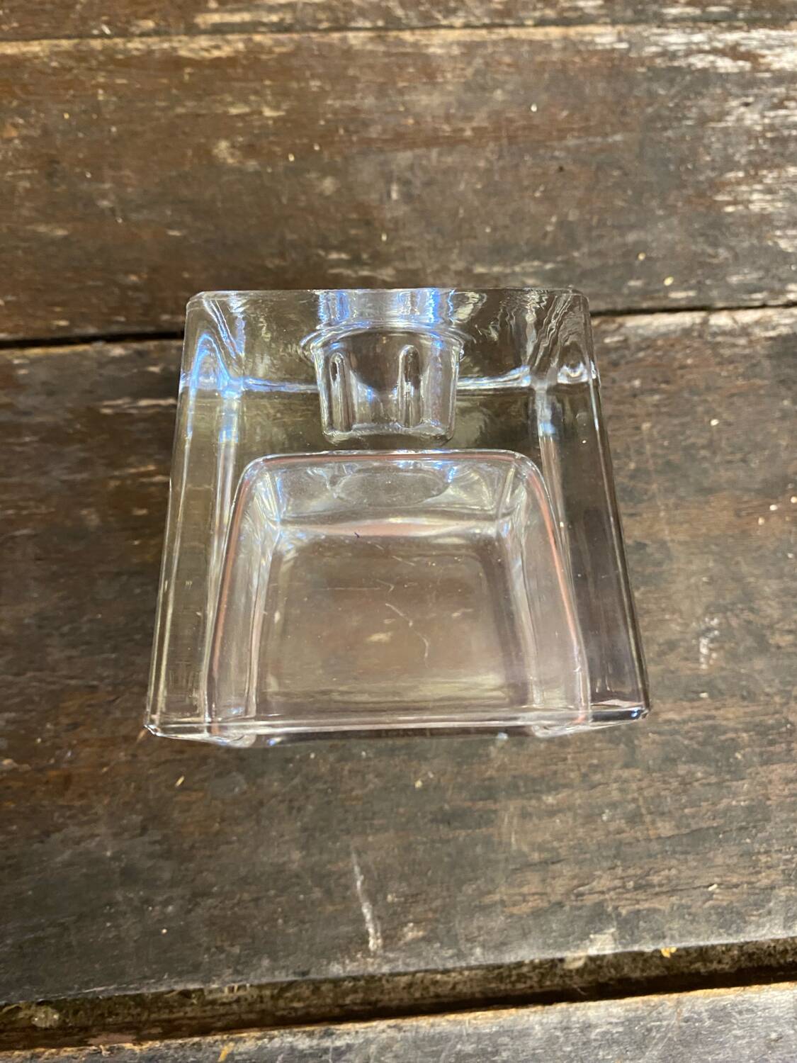 Vintage 1970s Dansk Ice Cube Design Glass Candle Holder
