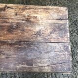 Old coffee table from the Guérandais region in solid oak with 2 front drawers