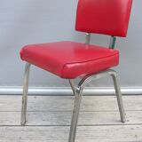 Chair vintage red leatherette chrome feet