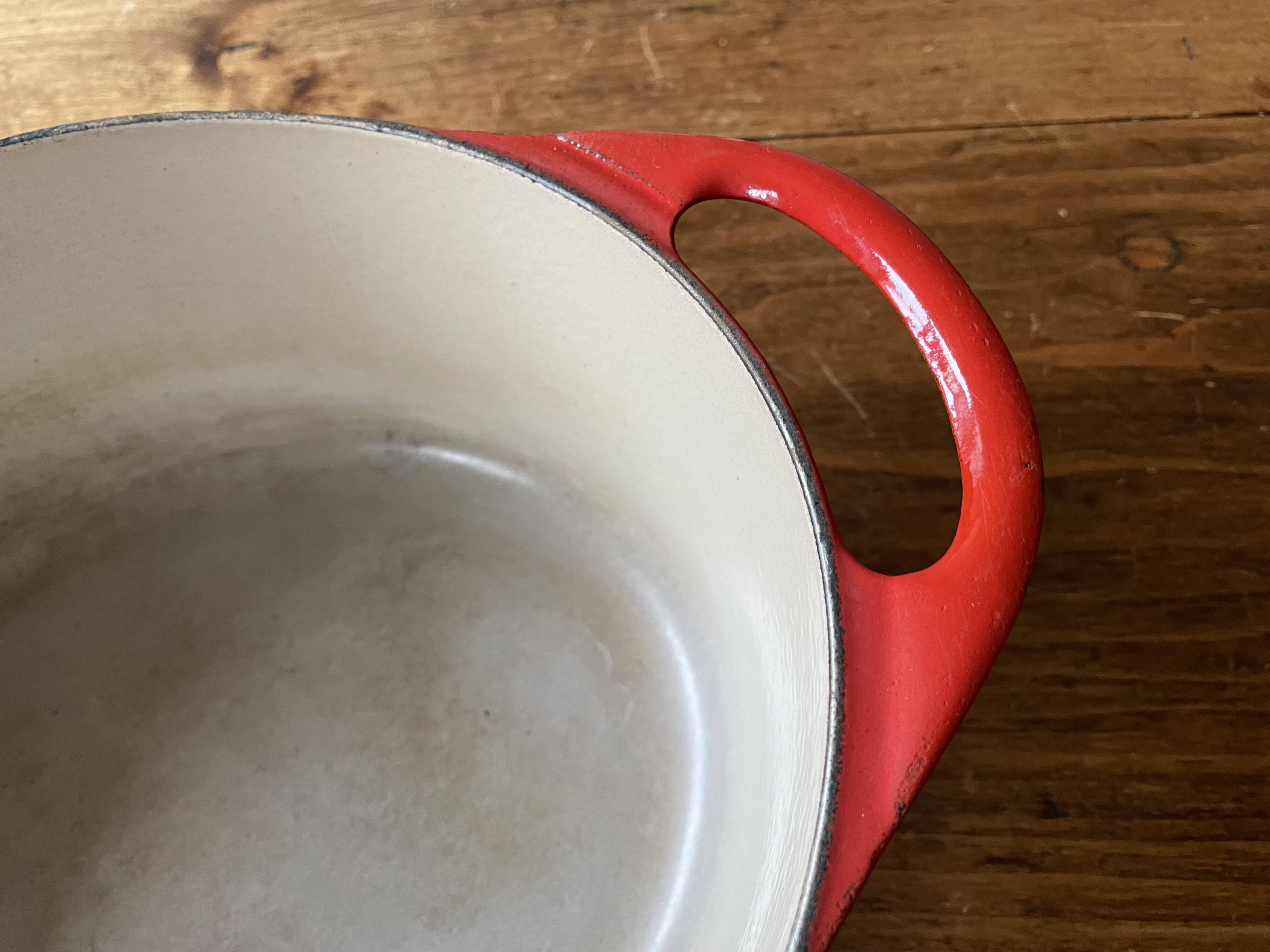 ANCIENNE MARMITE FAITOUT En Email Rouge Avec Couvercle Casserole Cocotte EUR 17,00 - FR