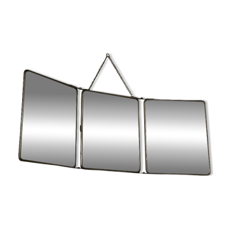 Large vintage barber's triptych mirror 1960