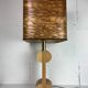 Midcentury Italian sculptural large table lamp with wood veneer shade