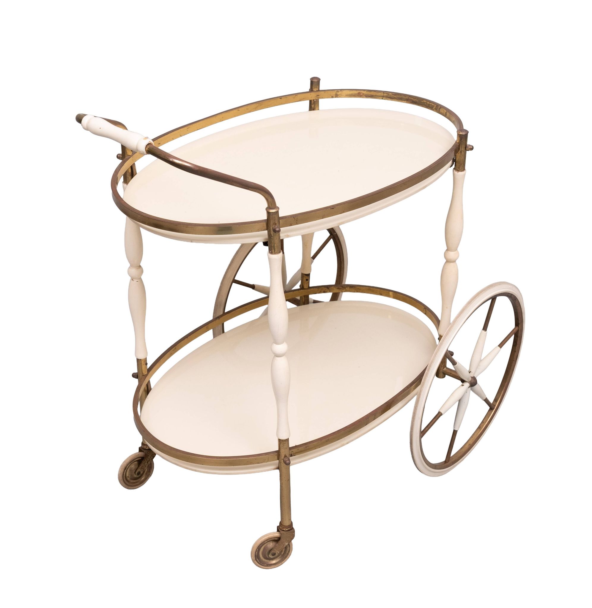Oval shaped glass tops serving trolley Italy 1950s