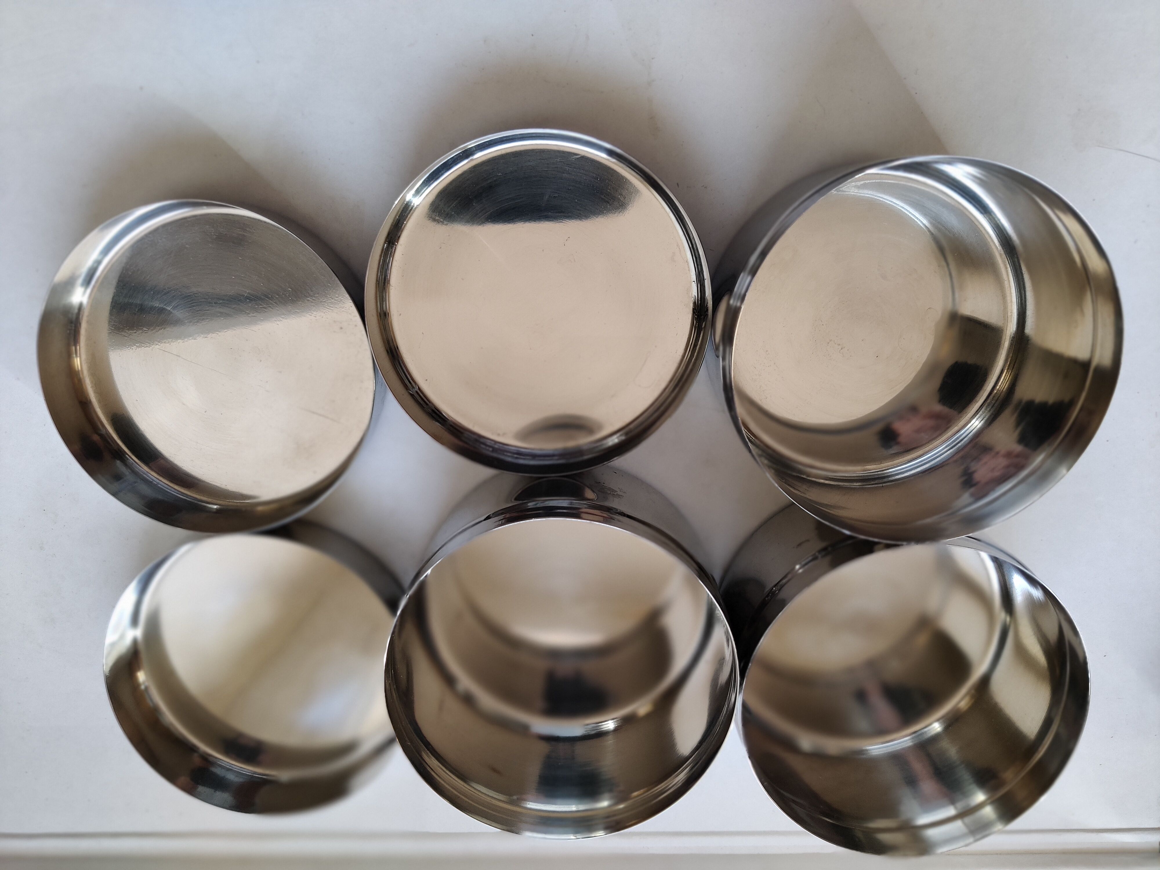 Set of 3 round vintage stainless steel boxes