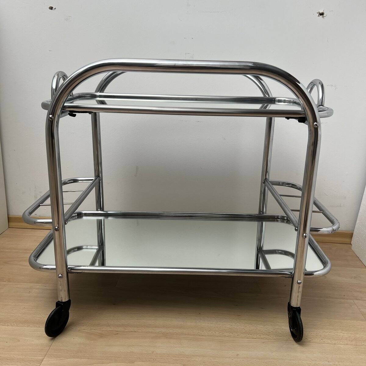 Art Deco Chromed Steel Bar Cart by Robert Mallet-Stevens, France, 1925