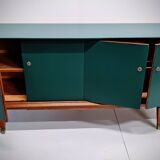 Vintage wooden low sideboard, compass feet