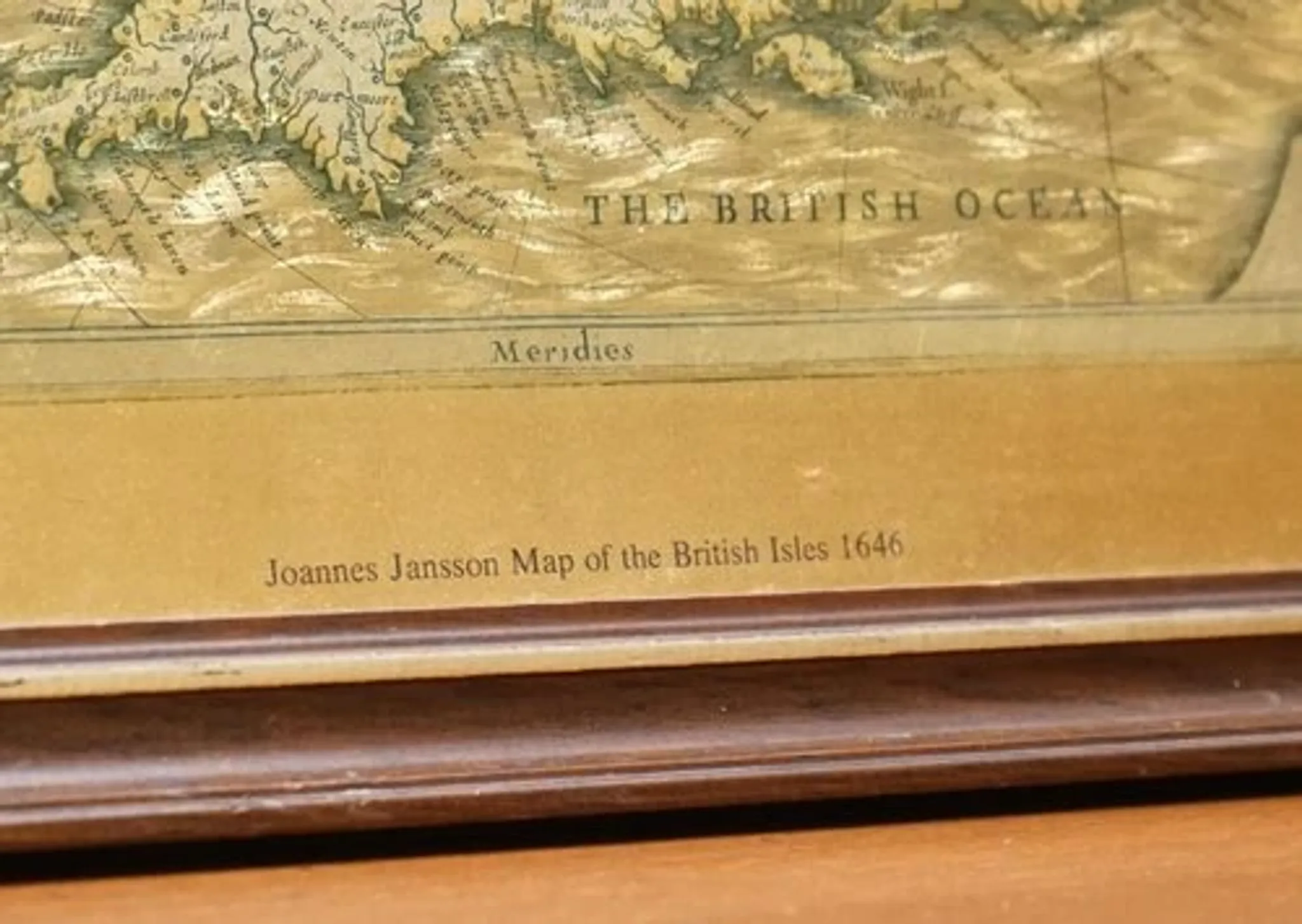 Vintage Map Golden Leaf of the British Isles by Joannes Janssen, 1646