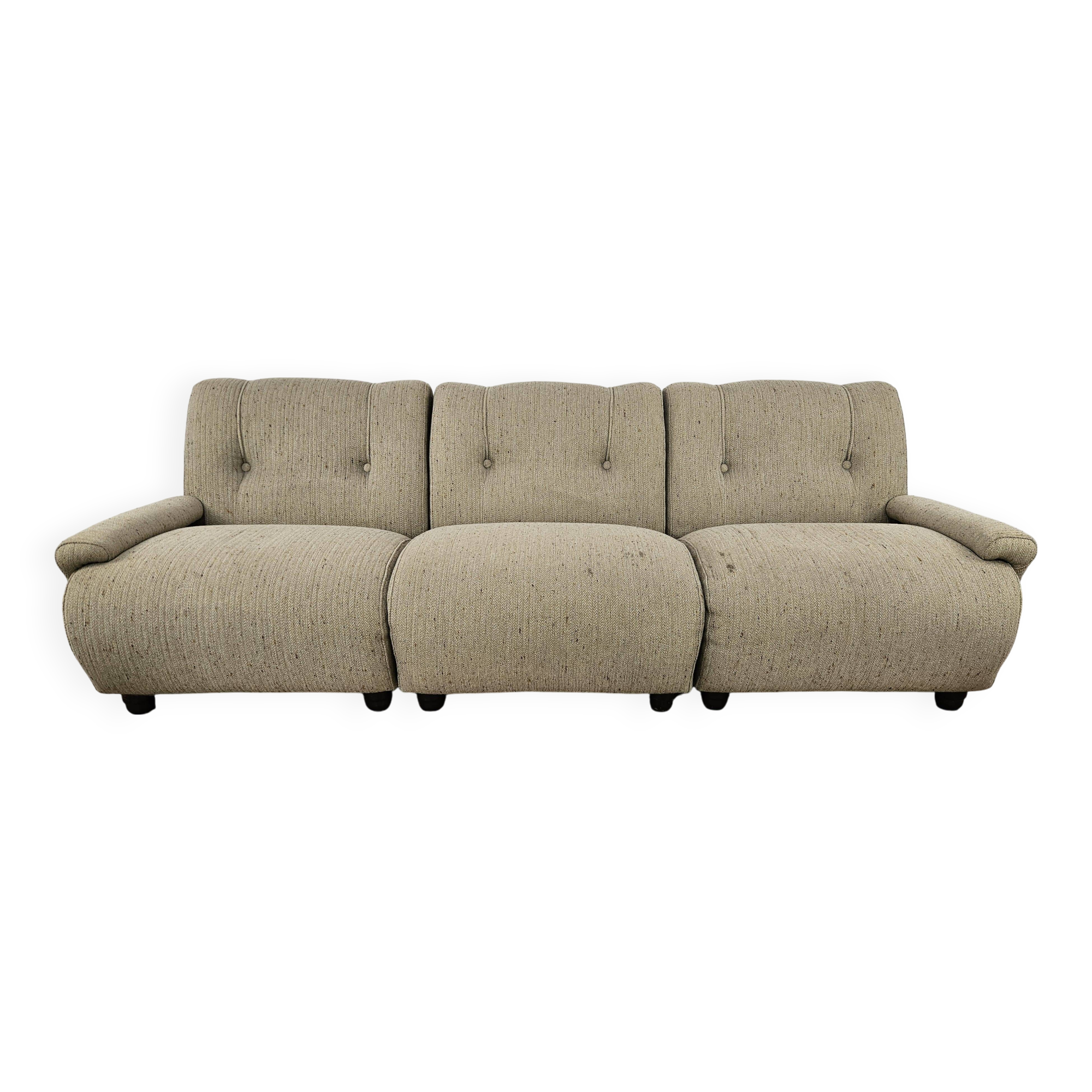 Canapé modulable années 70 à trois places en tissu