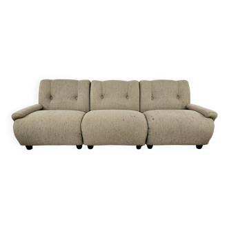 Canapé modulable années 70 à trois places en tissu
