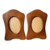 Pair of antique  identical art deco mahogany wooden frames measurements each  25 cm x 17.5 cm  convex glasses