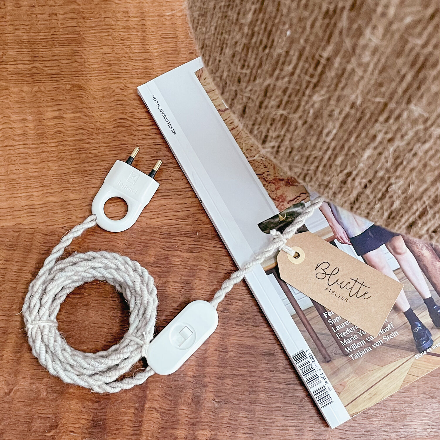 Sandstone and jute lamp