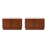 Contemporary Birch and Oak Sideboards with Travertine Top by LA Studio
